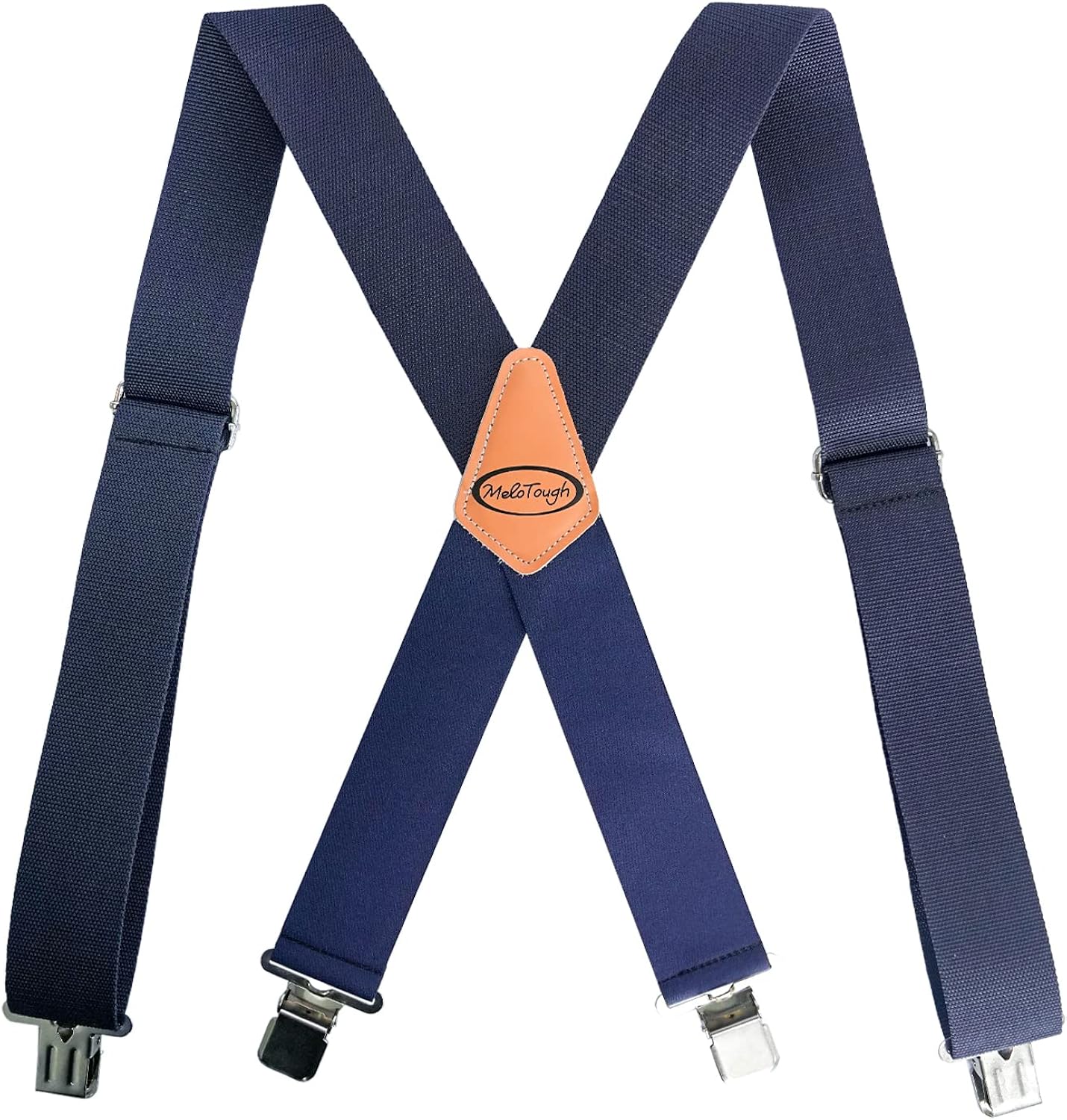 MELOTOUGH Mens Suspenders 2" Wide Adjustable and Elastic Braces X Shape with Very Strong Clips - Heavy Duty