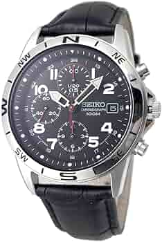 SEIKO クロノグラフ 腕時計 本革ベルトセット   SND375P-BK Amazon.co.jp: SEIKO クロノグラフ 腕時計 本革ベルトセット 国内