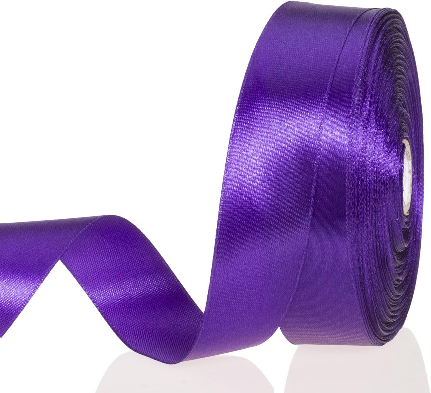Purple Satin Ribbon Roll - 18m for Crafts & Gifts -1