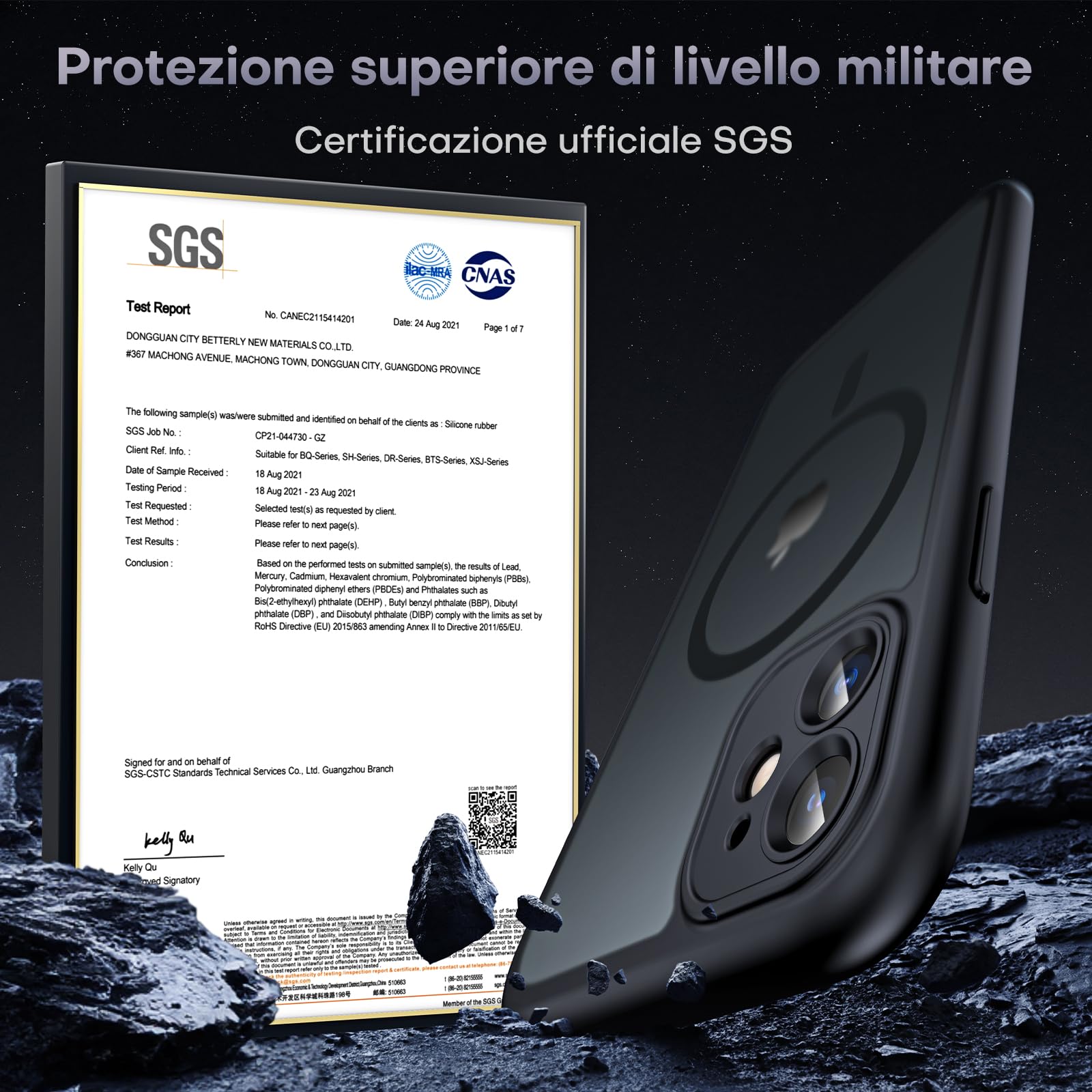 TOCOL Cover Magnetica per iPhone 11 6,1 Pollic, Compatibile con MagSafe, Protezione Fotocamera Integrata, Custodia Antiurto Traslucida Opaca, Nero