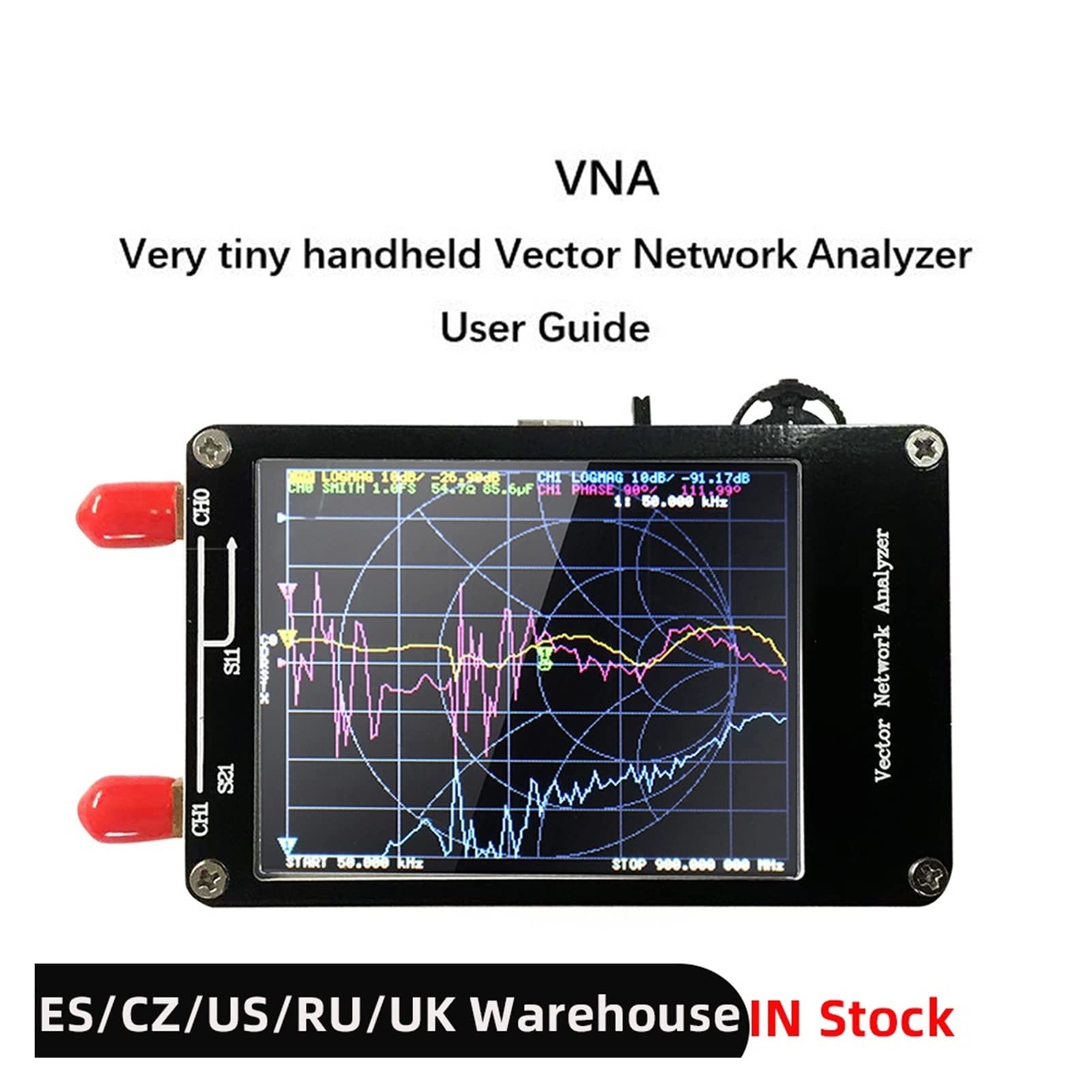 Analizador de red vectorial 50KHz-900MHz Pantalla digital Pantalla táctil Onda corta MF HF VHF UHF Analizador de antena Ondas estacionarias(VNA)