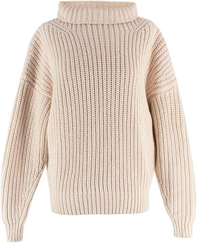 ISABEL MARANT Jersey de Punto de canalé con Cuello Vuelto en Crema Segunda Mano