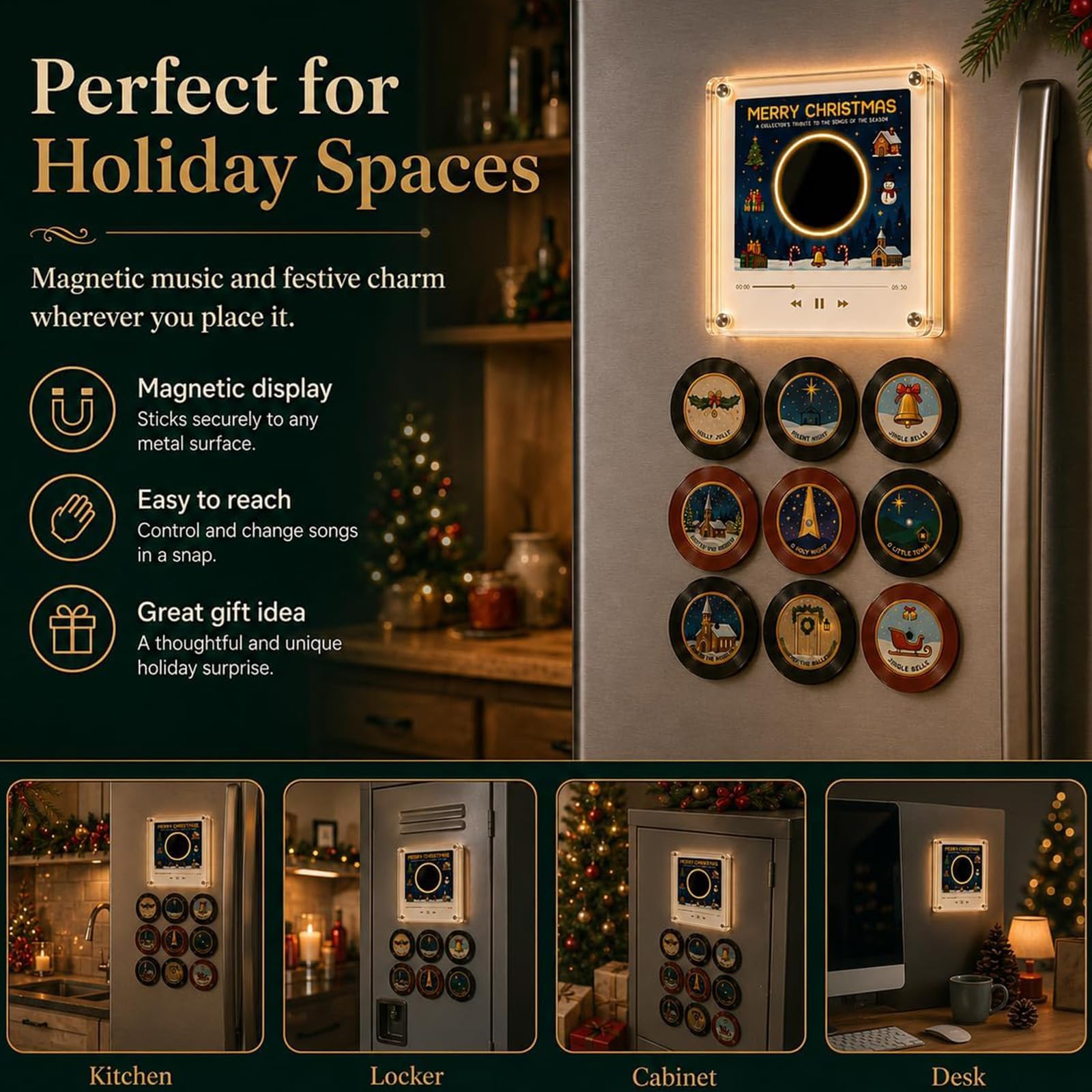 Set di lettori musicali magnetici per frigorifero di Natale (#)