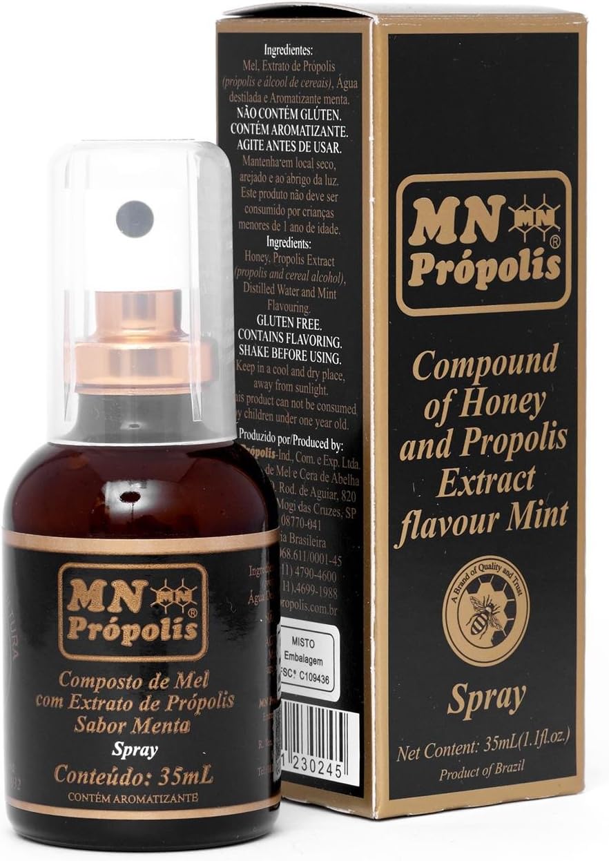 4 Bottles MN Spray - Compound of Green Propolis Extract with Honey 35ml by JLBrazil