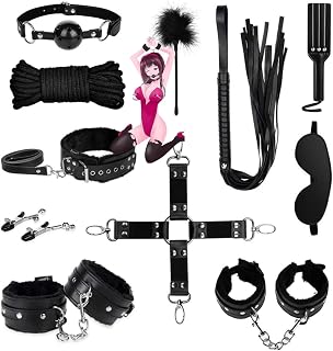 WreGmgg 11 Juegos De Equipos De Yoga De Cuero con Correas De TensióN Ajustables, Ropa De Cama Negra, Regalos Couple - H