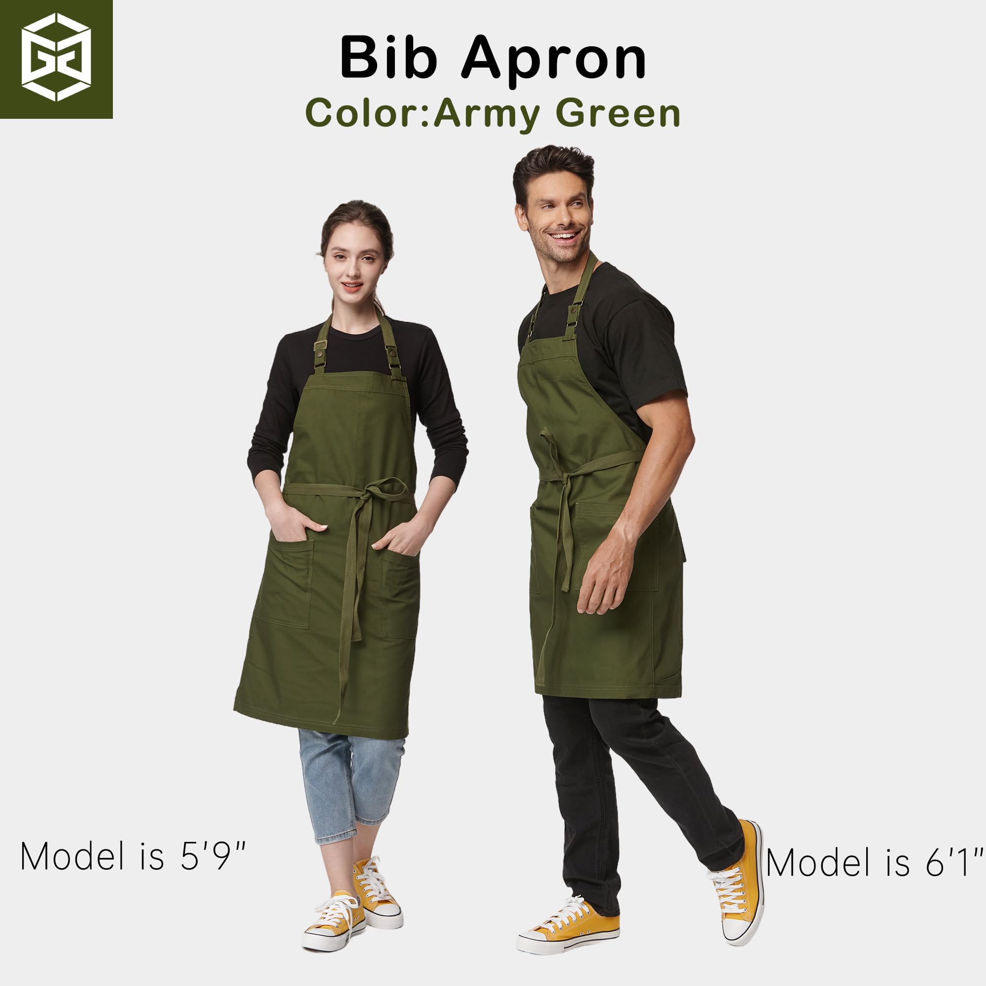 Grembiule da cucina regolabile con tasche, resistente, impermeabile, grembiuli professionali per uomo e donna, 4251GB