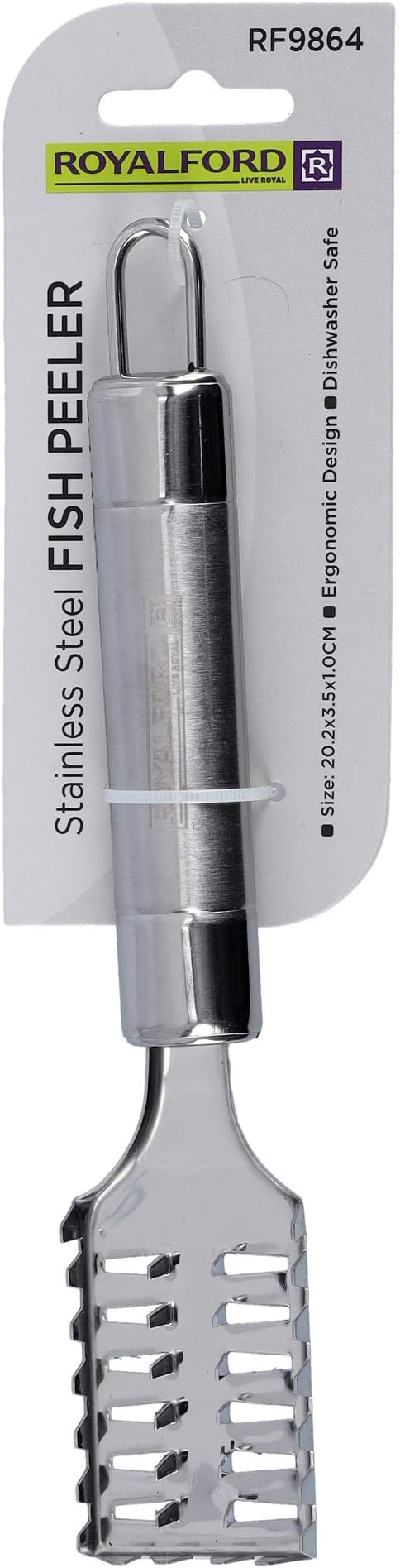 Royalford Rf9864 Fish Knives Scraper - Scaler Remover With Stainless Steel Saw-Tooth, Ergonomic Design Handle For Firm Grip, Easily Remove Scales, Cleaning Brush Kitchen Tool