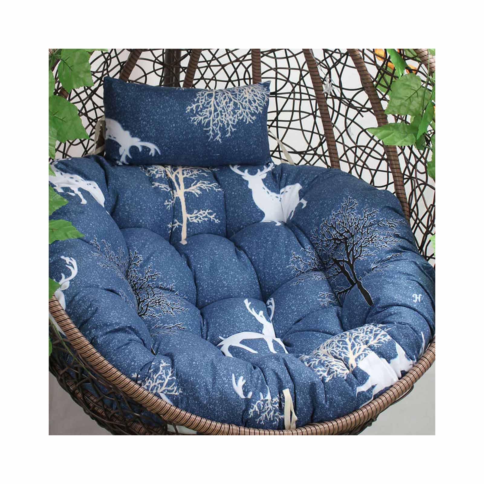 Egg Chair Cushion Replacement Hanging Basket Swing Chair Cushions With Headrest, Outdoor Indoor Thick Large Seat Cushion With Pillow Nest Back (Chair Not Included) (39" diameter,G)