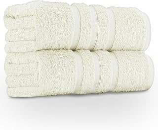 100% Egyptian Cotton Pack of 2 Bath Sheet Extra Large Soft and Highly Absorbent Towel Set (90 x 140 cm), Hotel Quality Anti-Allergic Bath Towels - 550 GSM - Cream