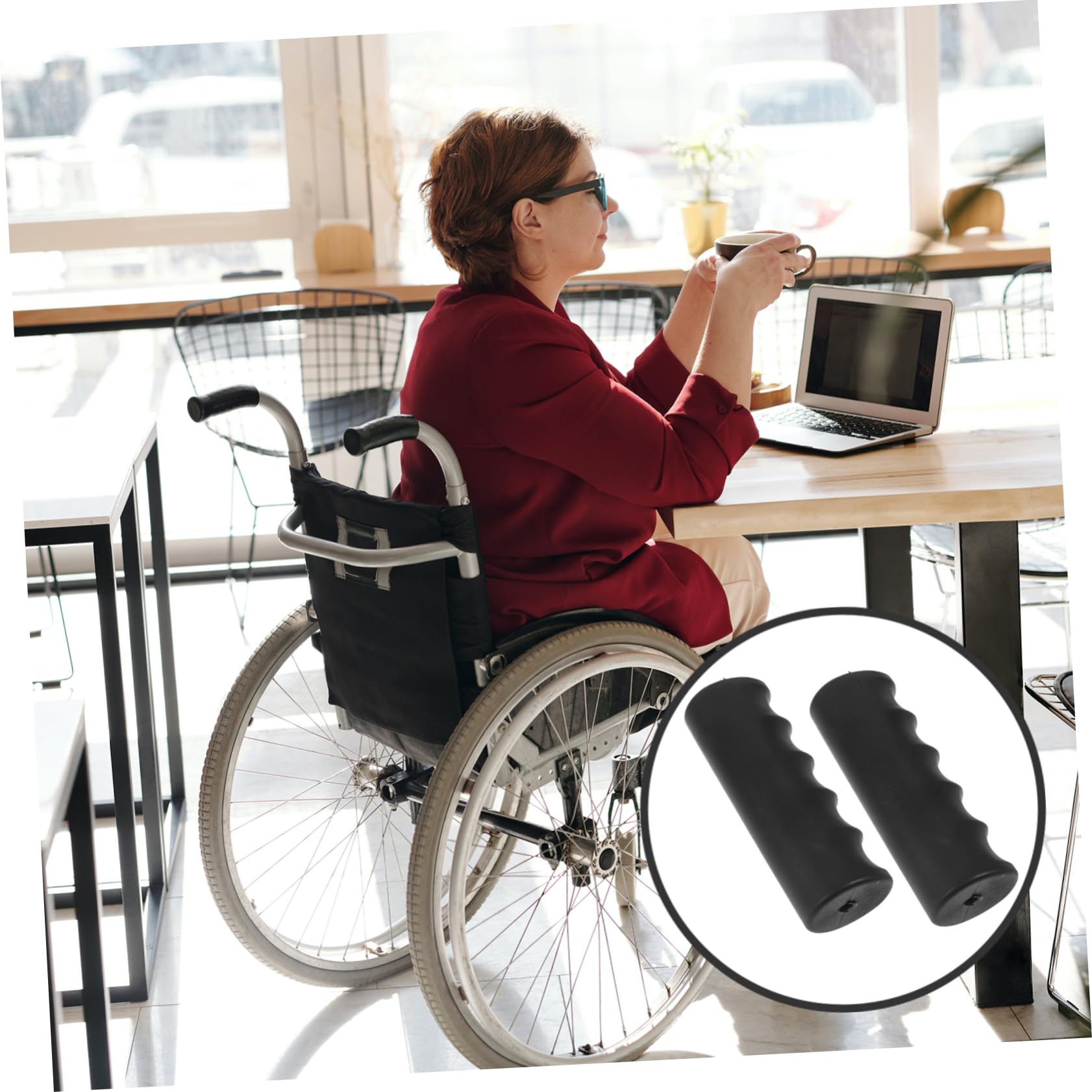 FRCOLOR 2pcs Handle Cover Wheelchair Handle Grips Universal Hand Grips Shopping Cart Covers Wheelchair Tube Grip Plastic Handle Grip Grocery Cart Grips Cart Handle Wraps Trolley Supply - Image 3