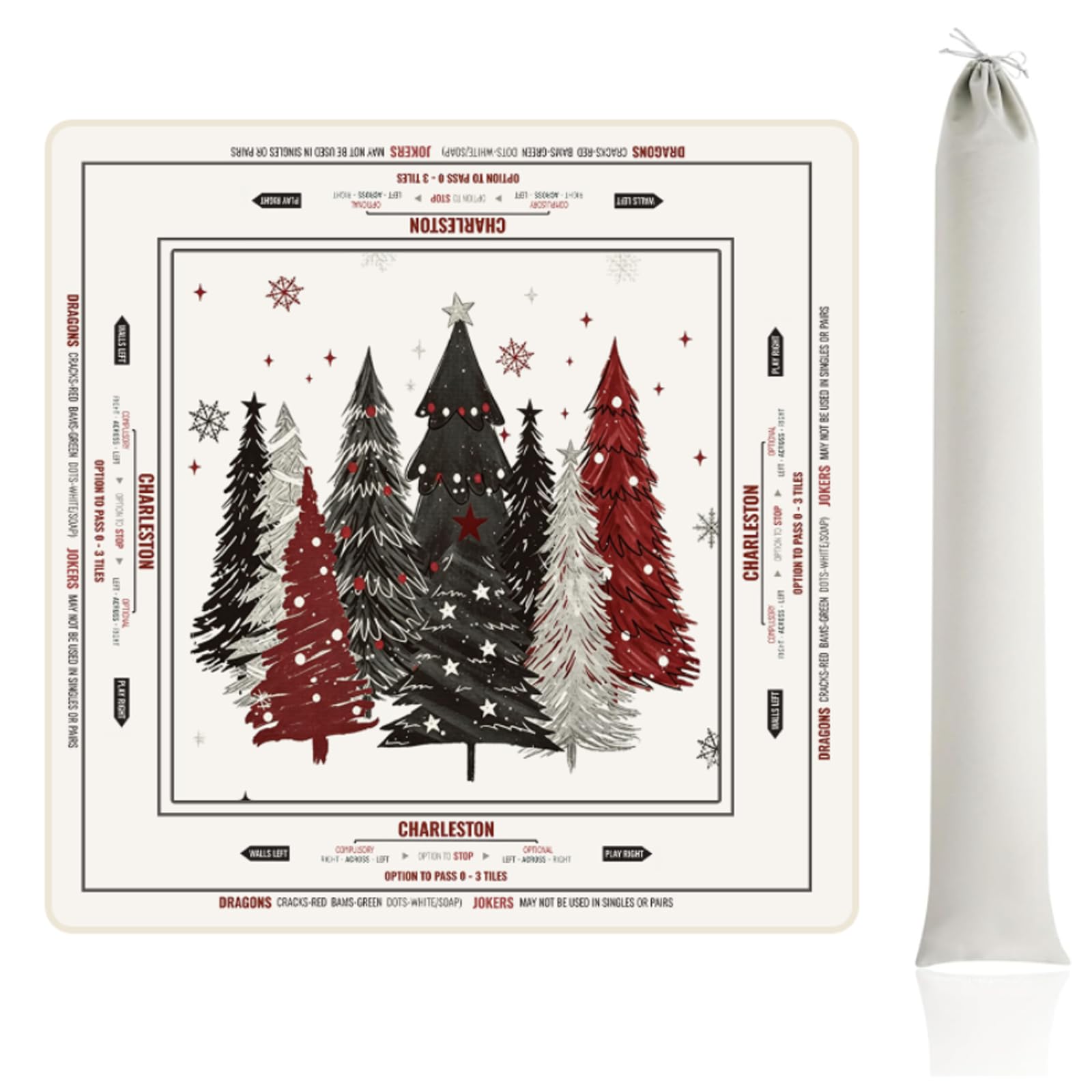 FYSUIMU Tappetino Mahjong di Natale, design didattico con regola, albero di