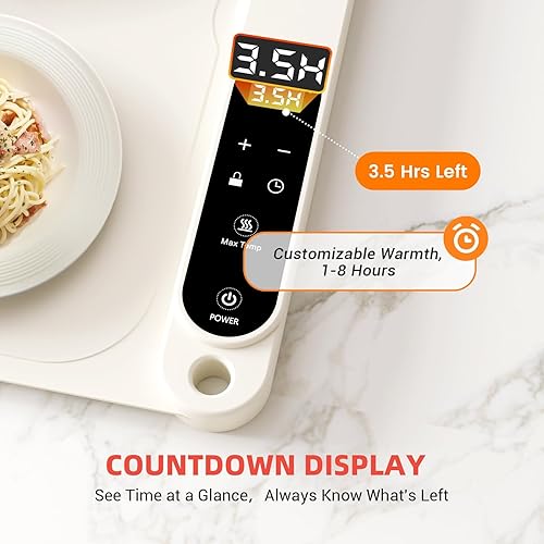 Miniatura 3 de Alfombrilla de calentamiento de alimentos mejorada 2025 para bufé, bandeja de calentamiento eléctrico de superficie completa rápida con 7 niveles de