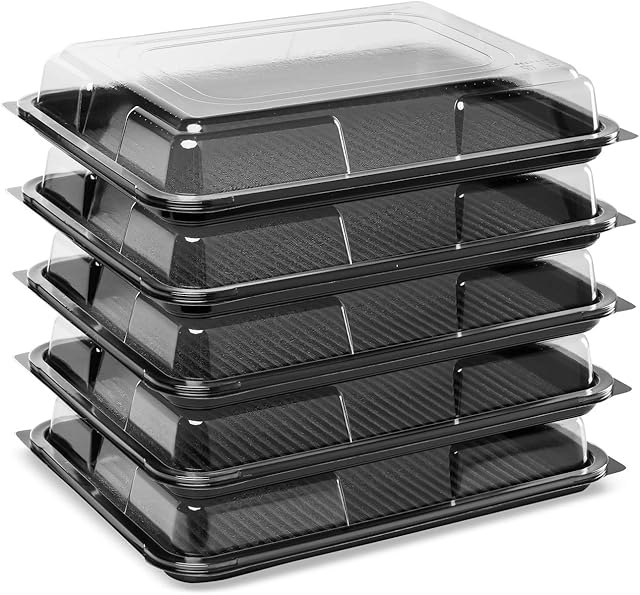 25 x Reusable Medium Platter Bases and Lids / Catering Trays & Lids / 390mm x 290mm x 70mm