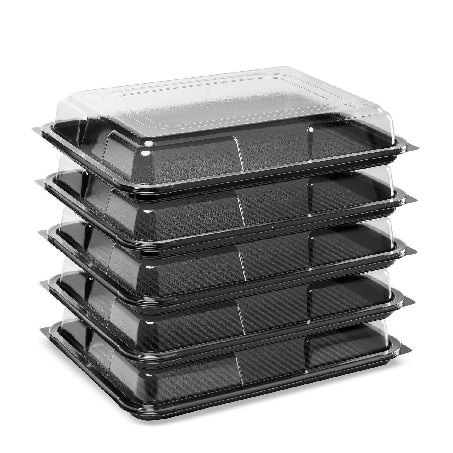 Caterline 25 Medium Reusable Catering Platters & Lids (390mm x 290mm x 70mm) For Sandwiches, Salads & Buffet Food. BPA Free & Eco-friendly