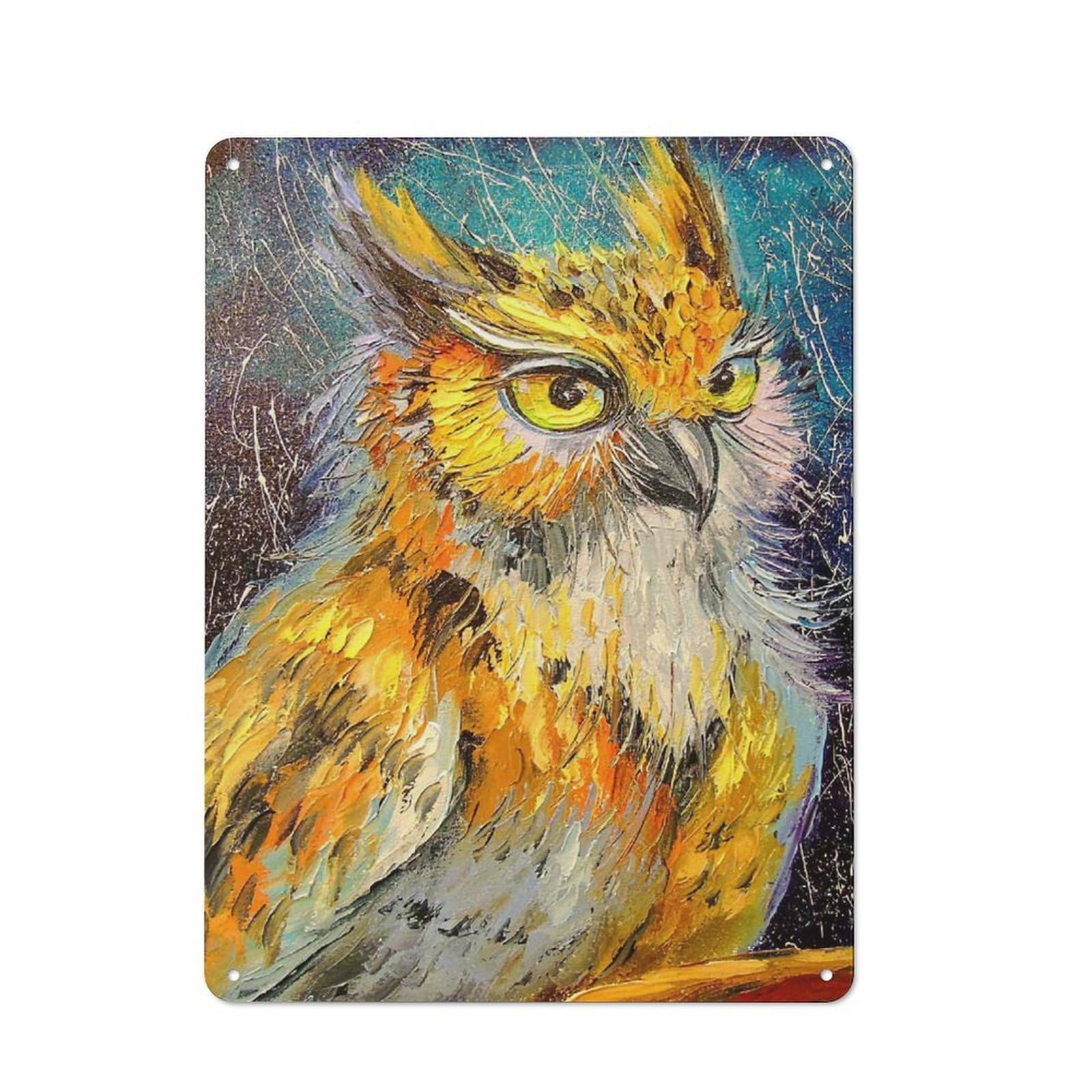 Junmoney Owl Shop Front Style Metal Wall Decor 40X30cm, Cafe Metal Sign For Takeaway, Bar, Kitchen Or Counter Area