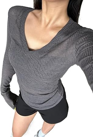 Women Emo Grunge Long Sleeve T Shirt See Through Y2k Fitted Shirt Streetwear Aesthetic Downtown Girl Clothes