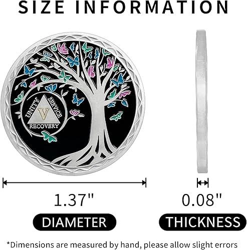 Miniatura 4 de Moneda de sobriedad de 5 años, chips AA y medallones del árbol de la vida, ficha de recuperación de sobriedad  Regalos de sobriedad para hombres y