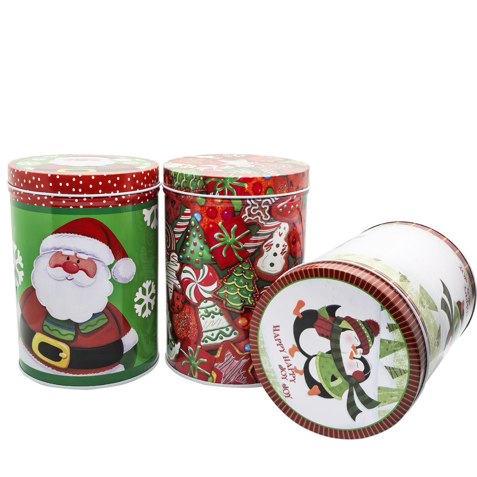 JOYIN 6 Scatole Porta Biglietti In Latta – Tema Natalizio Con Babbo Natale, Elfi, Pinguino – 12,7x8,3x1,9cm
