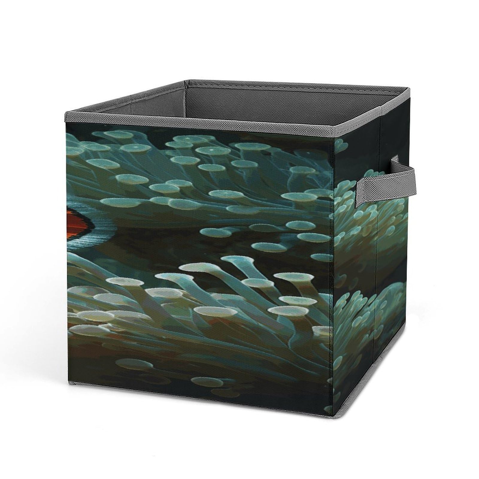 Fodpand Style Fish Background Storage Cubes Foldable Decorative Fabric, Storage Bins Baskets With Handles, Closet Organizers And Storage For Home, Office,Closet, Clothes
