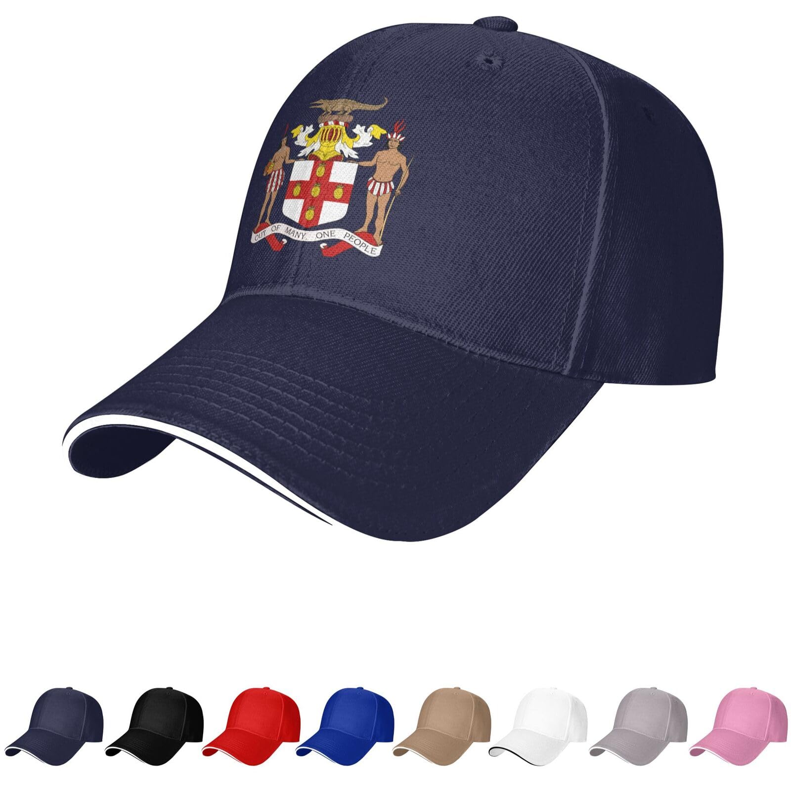 Jamaica Emblem Hat Jamaican Caps for Man Woman Coat of Arms of Jamaica Baseball Cap Trucker Dad Hat Navy Blue