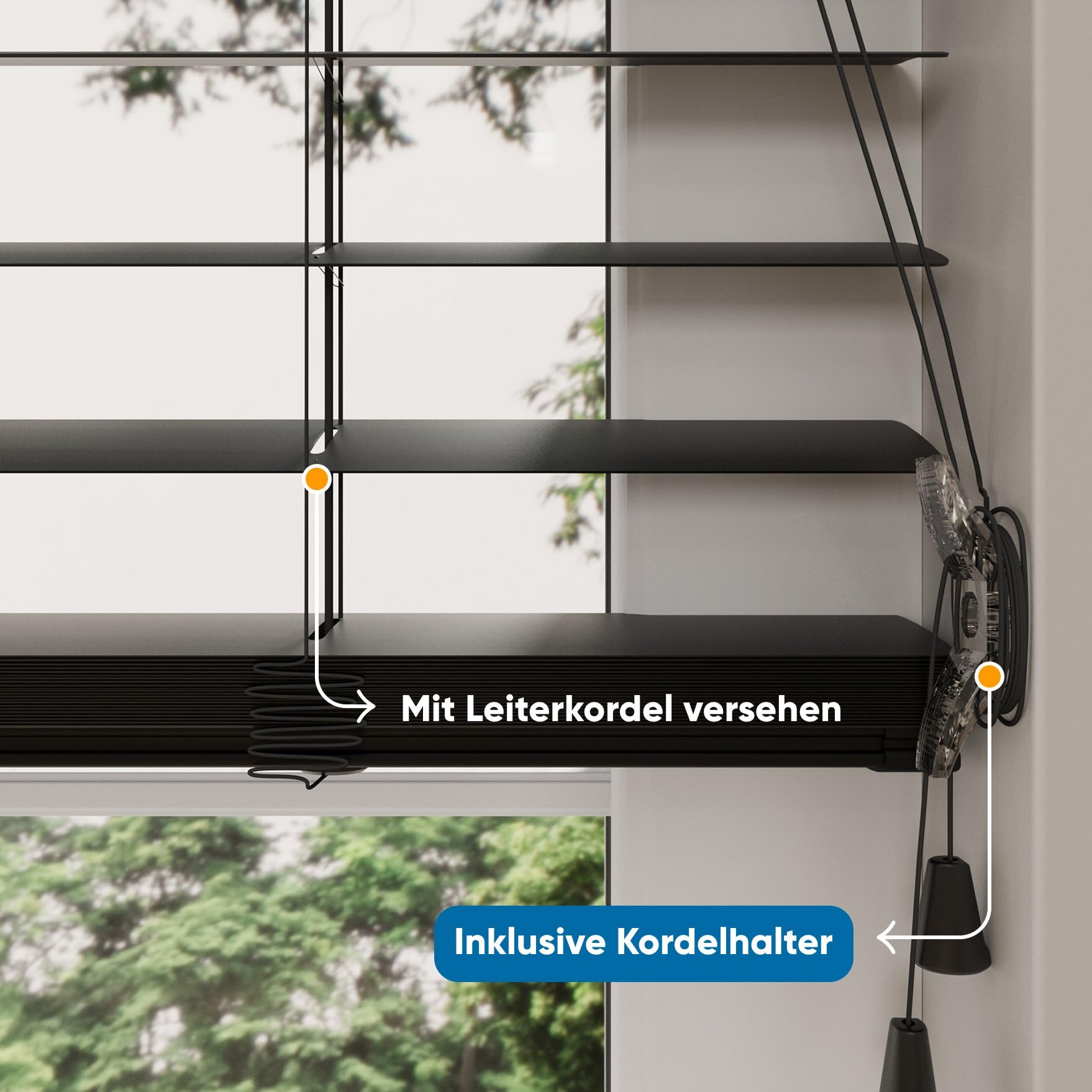 DTCH® Aluminium Jalousie innen, schwarz, 110 x 180 cm