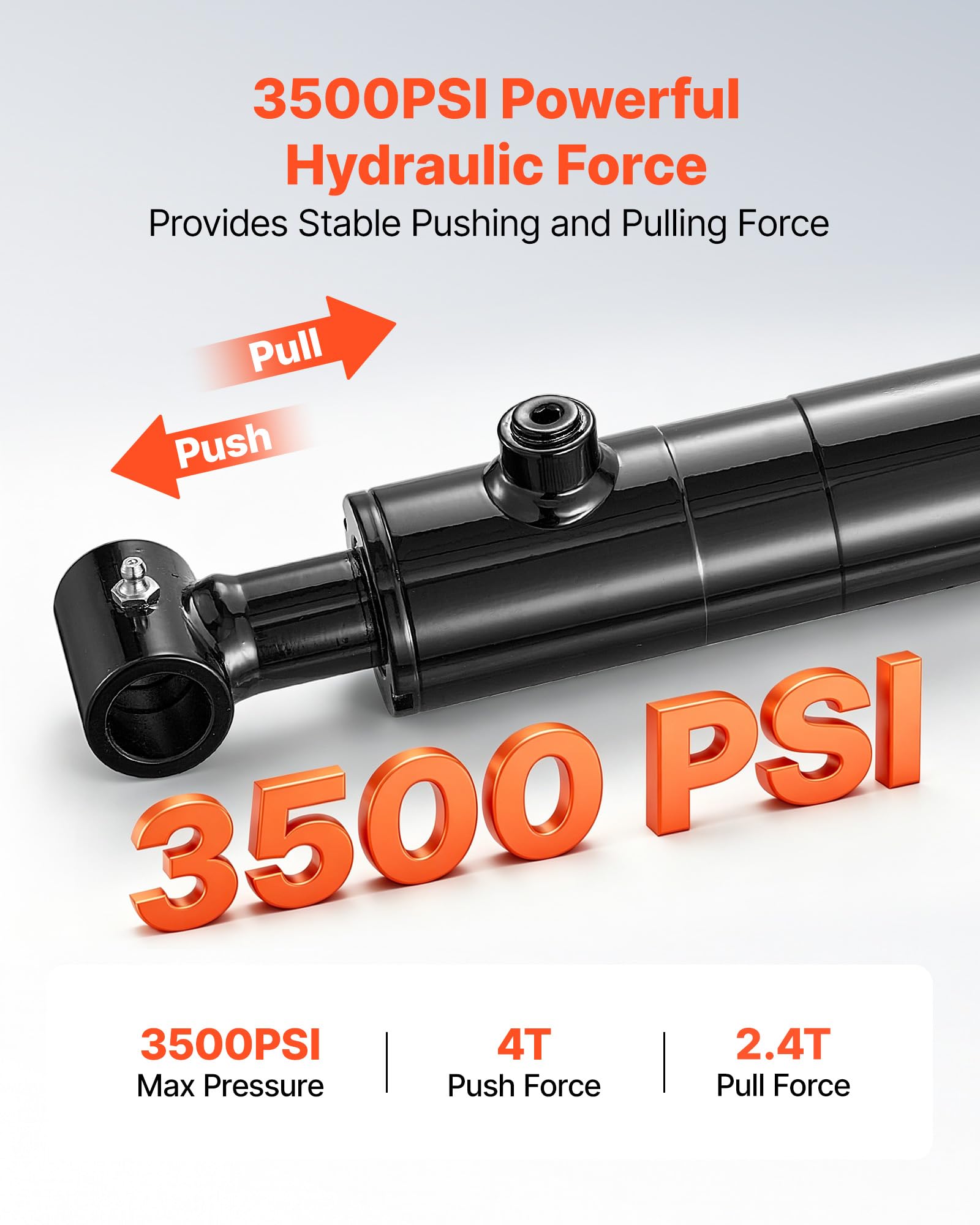 VEVOR Cilindro Hidráulico de Doble Efecto, 3500 PSI, Carrera de 610 mm