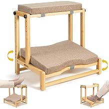 Two-Tier Bamboo Desk Footrest, Adjustable Ergonomic Leg Rest with Cushion | Adjustable 4 Heights Leg Rest with Removable Cushion, Wide Ergonomic Platform Ideal for Office, Gaming, and Study