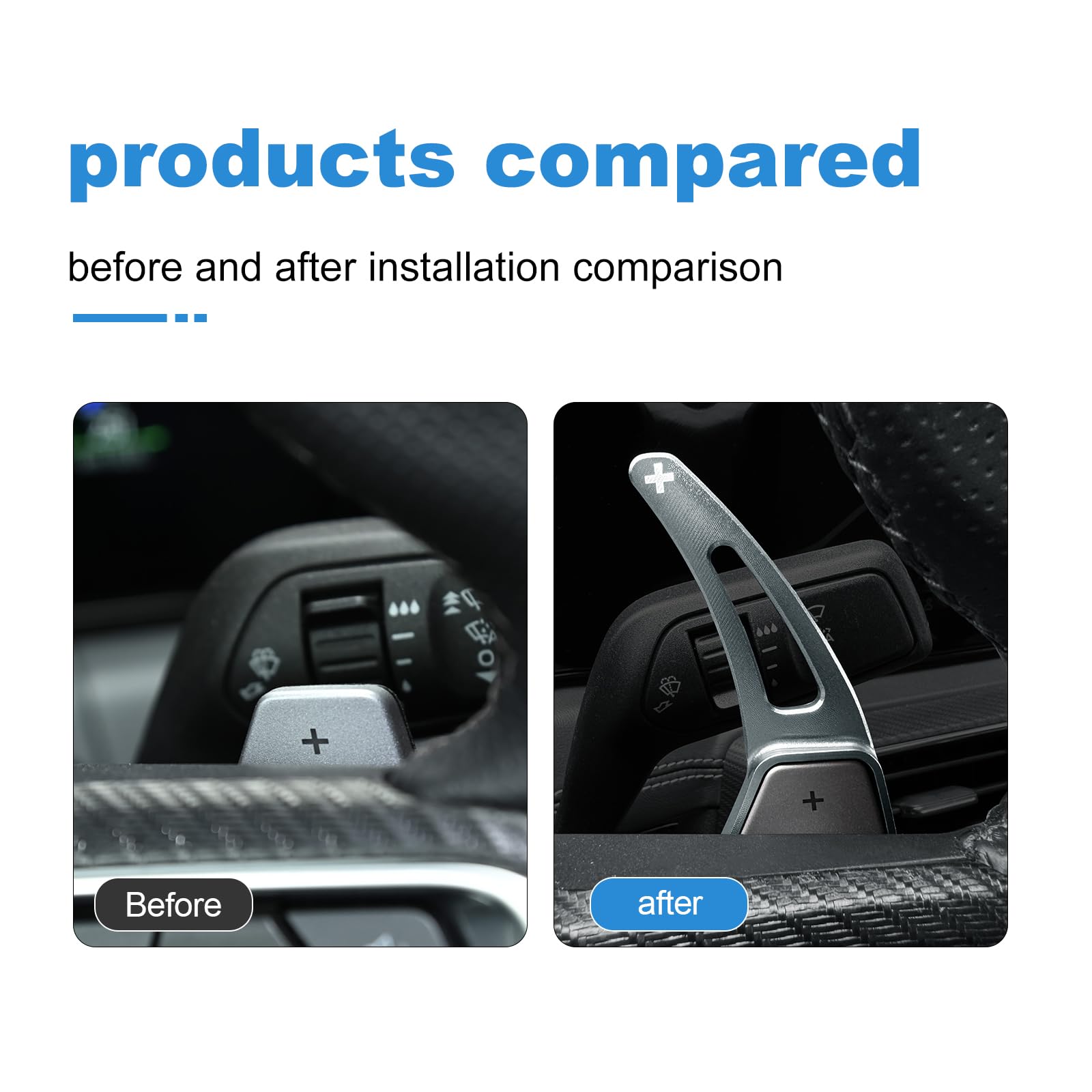 KUNGKIC Auto Schaltwippen Für Ford Mustang 2024 2025 2026 Aluminium Schaltpaddel Erweiterung Paddle Shifter Verlängerung Paddles Lenkrad 2 Stück (Grau)