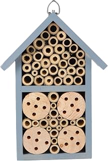 COLLBATH 1 Pieza Casa de Madera de Insectos hábitat de anidación Refugio de la casa de Insectos Colmena casa de anidación hábitat de Insectos jardín de la casa de Abejas Planchar Azul