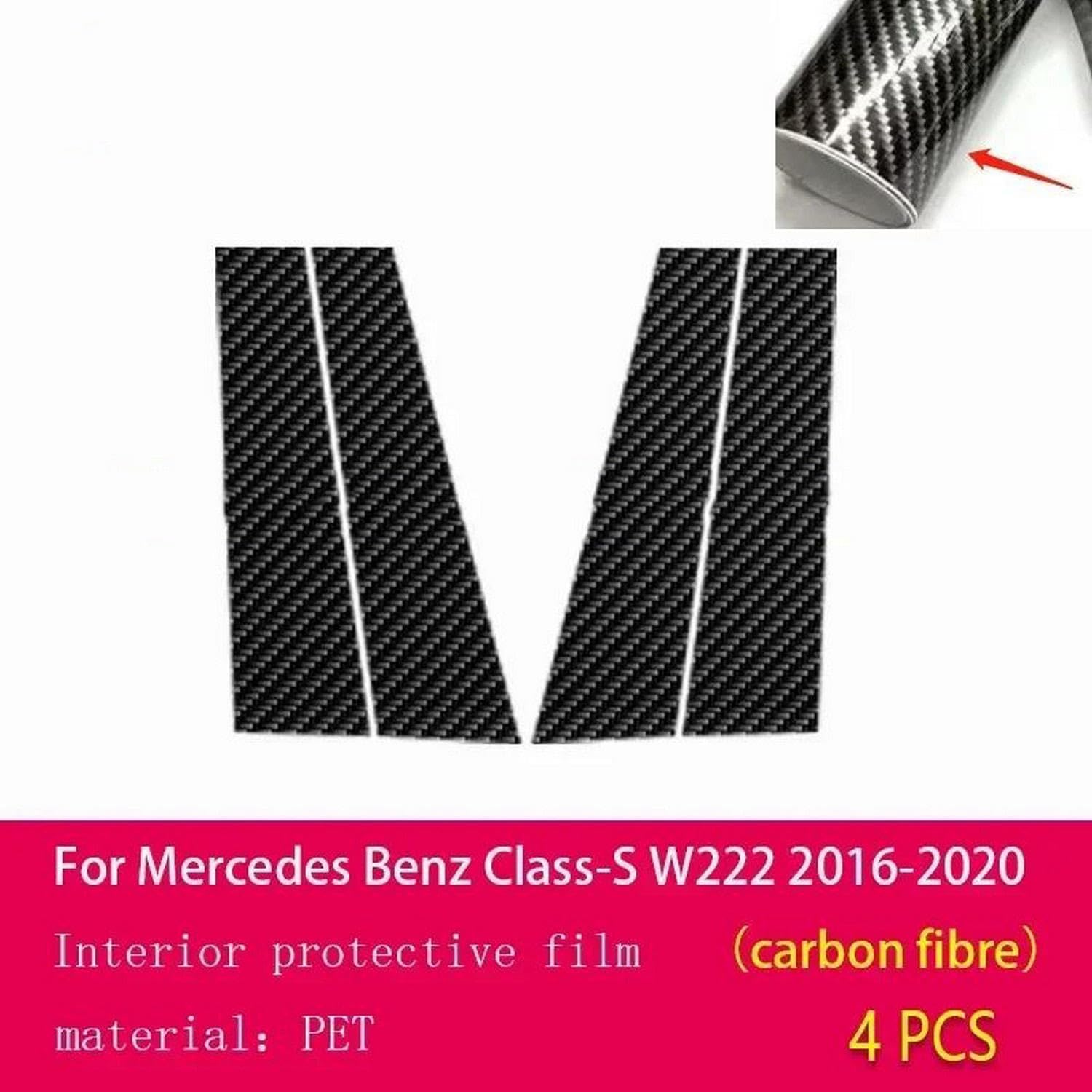 Car B/C Pillar Anti Scratch PPF/TPU Protective Film Transparent Film，for Mercedes Benz Class-S W222 2016-2020