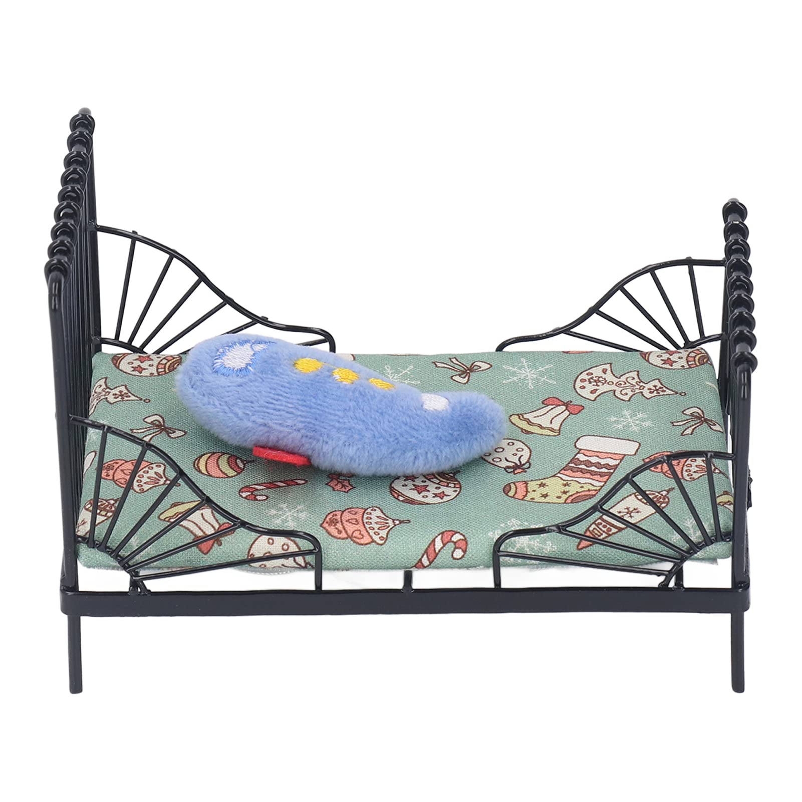 Poppenhuis Metalen Bed 1:12 Schaal Miniatuur Bed Model Kussen Matras DIY Decoratie Accessoires voor Poppenhuis (Type B