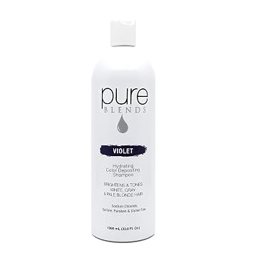 Pure Blends Violet Hydrating Color Depositing Shampoo - Brighten & Tone Semi-Permanent Hair Dye, Prevents Fade, Extends Color Service on Treated Hair, 33.8 Oz.