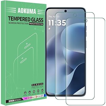 AOKUMA For Motorola Moto G15 5G Tempered Glass Pack of 2 Screen Protector Compatible with Moto G17/G17 Power/G15/G15 Power Premium Tempered Glass Screen Protector with 9H Hardness Anti-Scratch Protective Glass Shatterproof Anti-Bubble