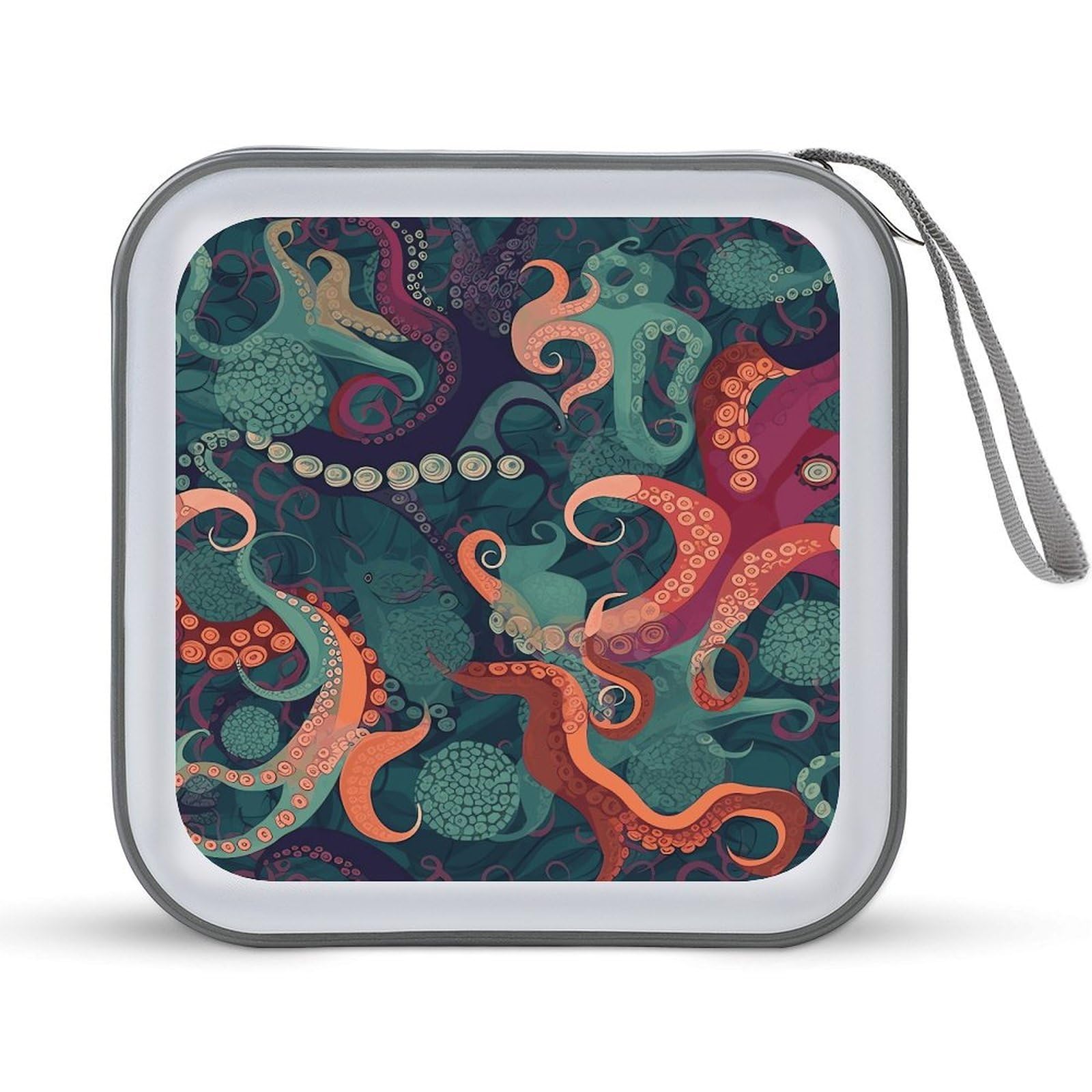 VstaDank - Abstract octopus CD case DVD portable storage cargo holder large storage disc wallet hard plastic bag DVD disc case folder