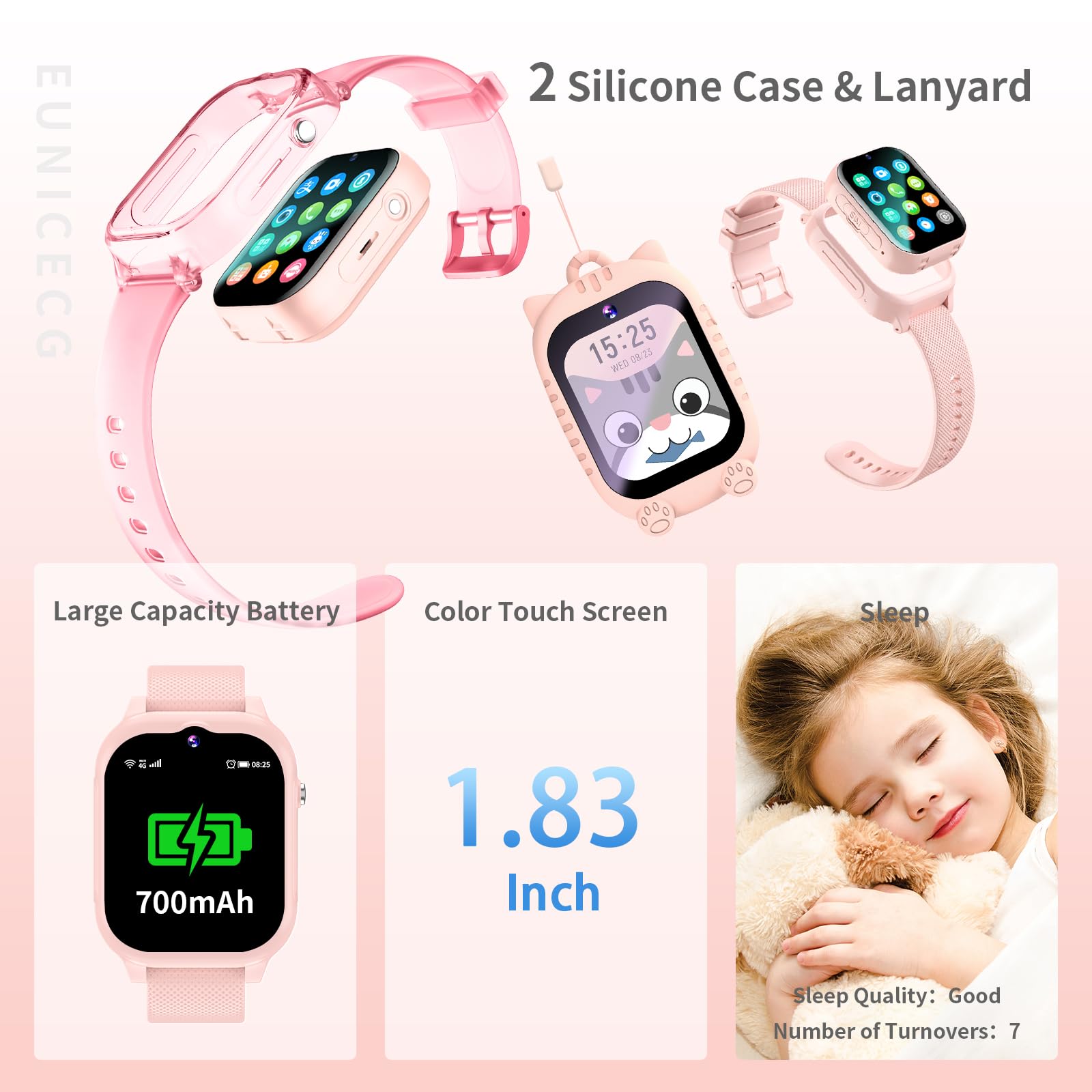 4G Smartwatch Dla Dzieci Chłopcy Dziewczynki Tracker GPS Telefon SOS Rozwołanie wideo Krokomierz Budzik HD Kamera Kalkulator Wodoodporne cyfrowe prezenty