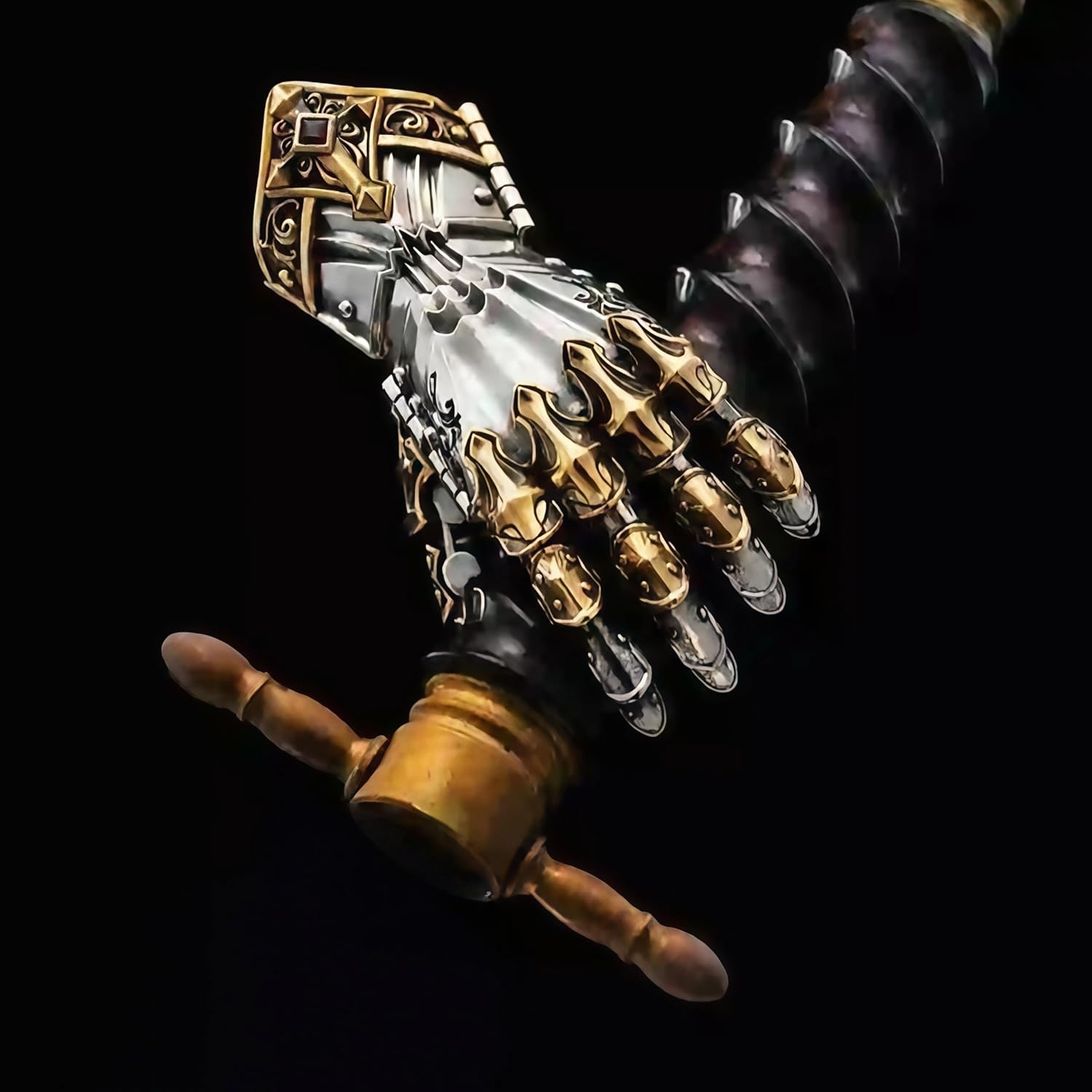 Punk Styles Copper Mechanical Hand Charm Statement Ornament for Men Perfect for Daily Wear Detailed Accessory