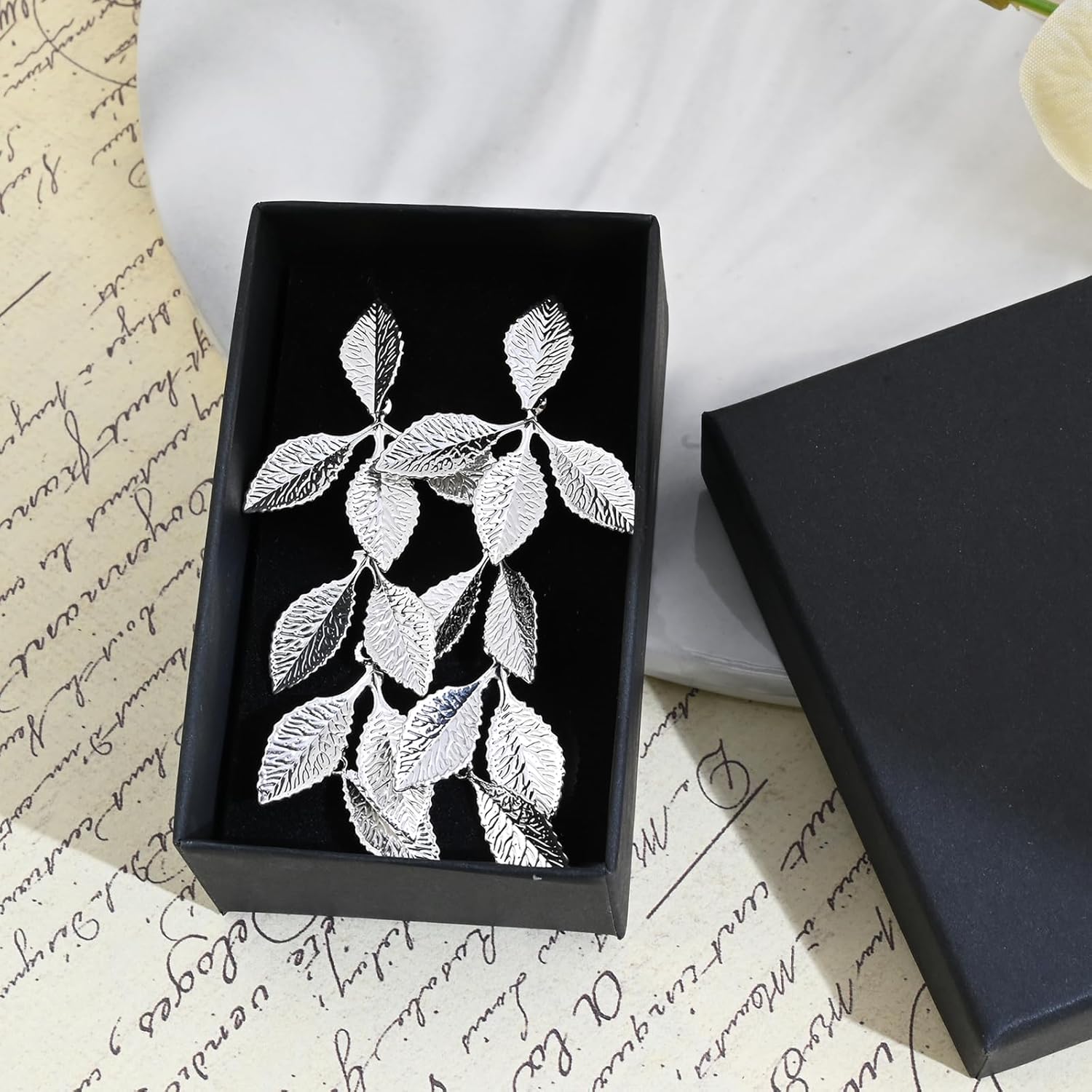 Gold Silver Rose Gold Long Leaf Stud Earrings Lightweight Leaf Dangle Drop Earrings Leaf Jewelry for Wedding Party Formal Dinner - Image 7