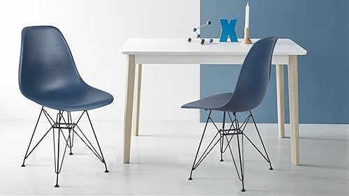 Miniatura 7 de GIA Silla de comedor contemporánea sin brazos, cantidad de 1, asiento verde azulado con patas de metal negro