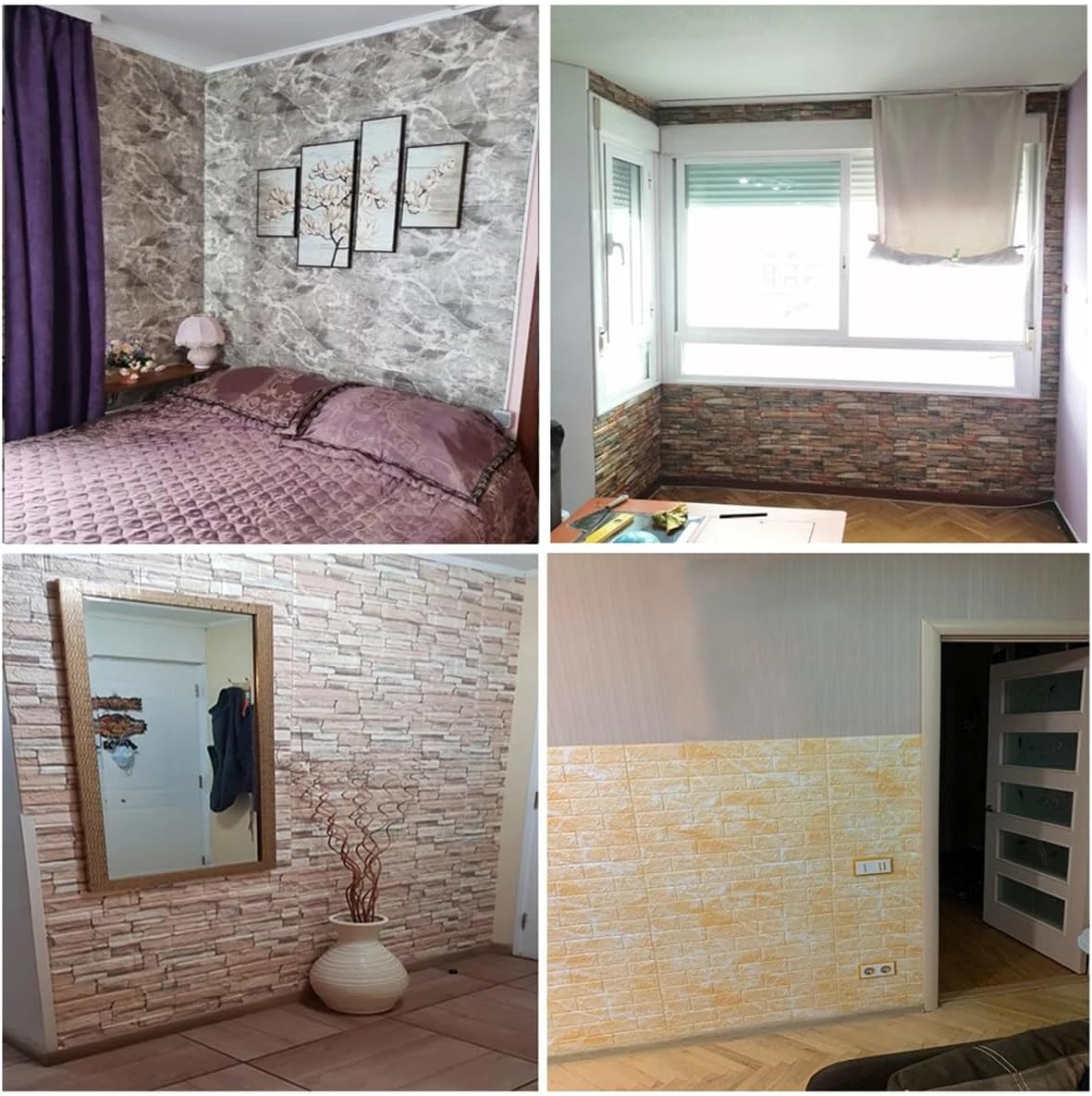 ECYC Ltd 10 Pcs Foam Brick Wallpaper Peel and Stick 3D Foam Faux Stone Brick Wall Panels Self Adhesive Foam Brick Wall Tiles Foam Brick Wall Covering Panels for Home Wall Decoration, 27.55" x 30.31"