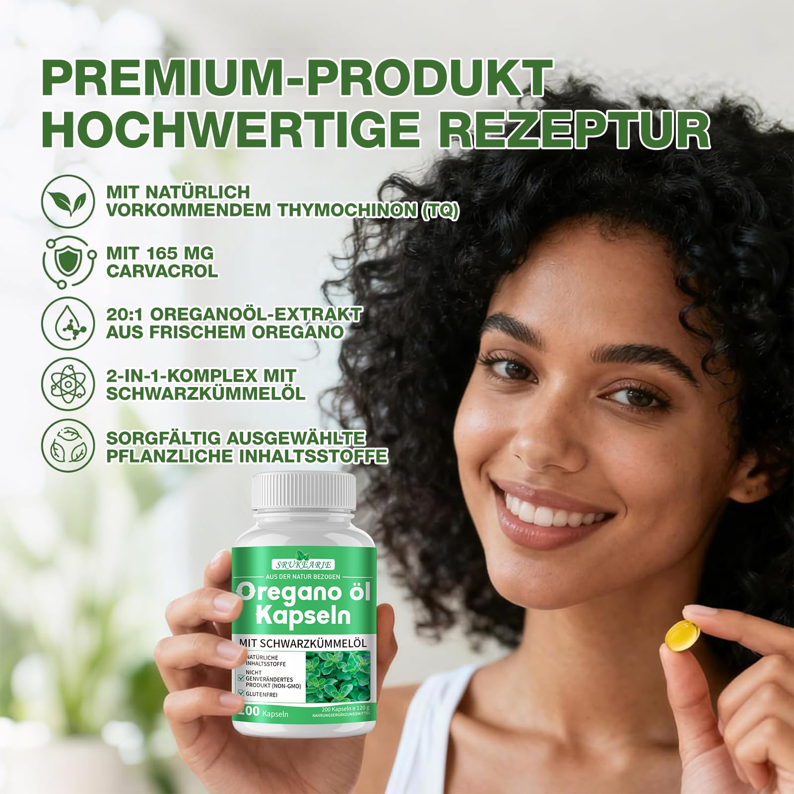 Oreganoöl Kapseln, Oregano Öl Kapseln 200 Kapseln für die tägliche Routine
