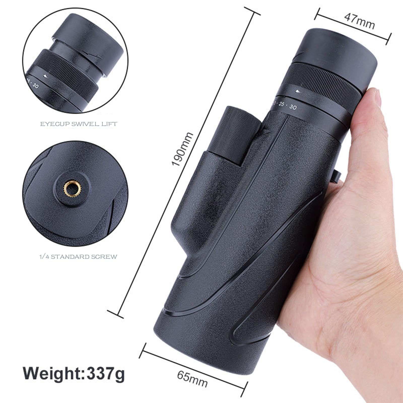 10-30X50 Monocular De Mano Portátil para Observación De Aves, Caza, Senderismo, Viajes