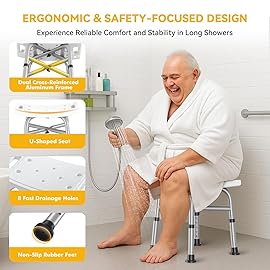 Hiqufet Shower Chair for Inside Shower(500lb), 5 Height Adjustable Shower Stool, Shower Seats for Adults, 3-Minute Quick Assembly, Heavy Duty Shower Bench for Inside Shower to Sit on