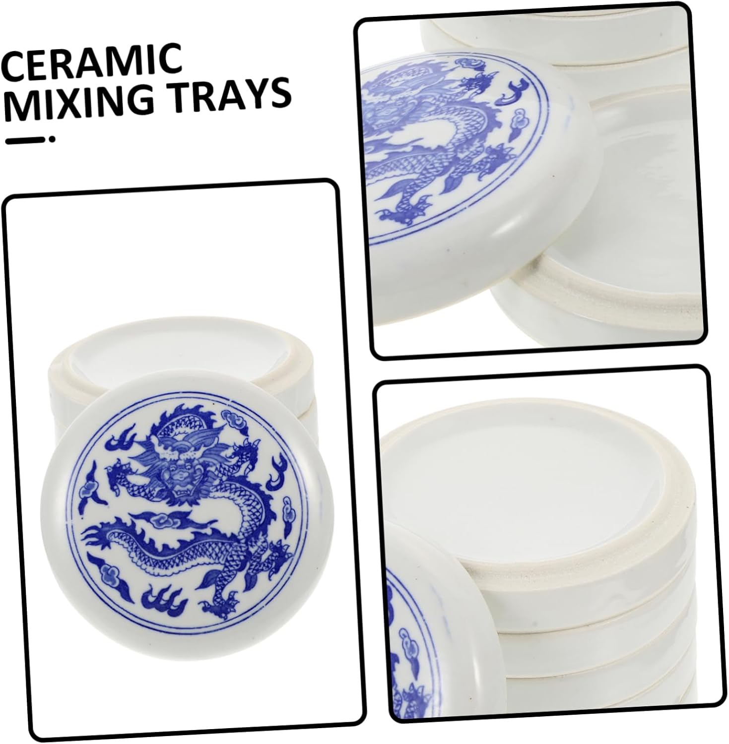 Uonlytech Multi-Functional Ceramic Watercolor Mixing Tray Set 5 Layers Convenient Pigment Mixing Trays for Artists for Painting and Drawing