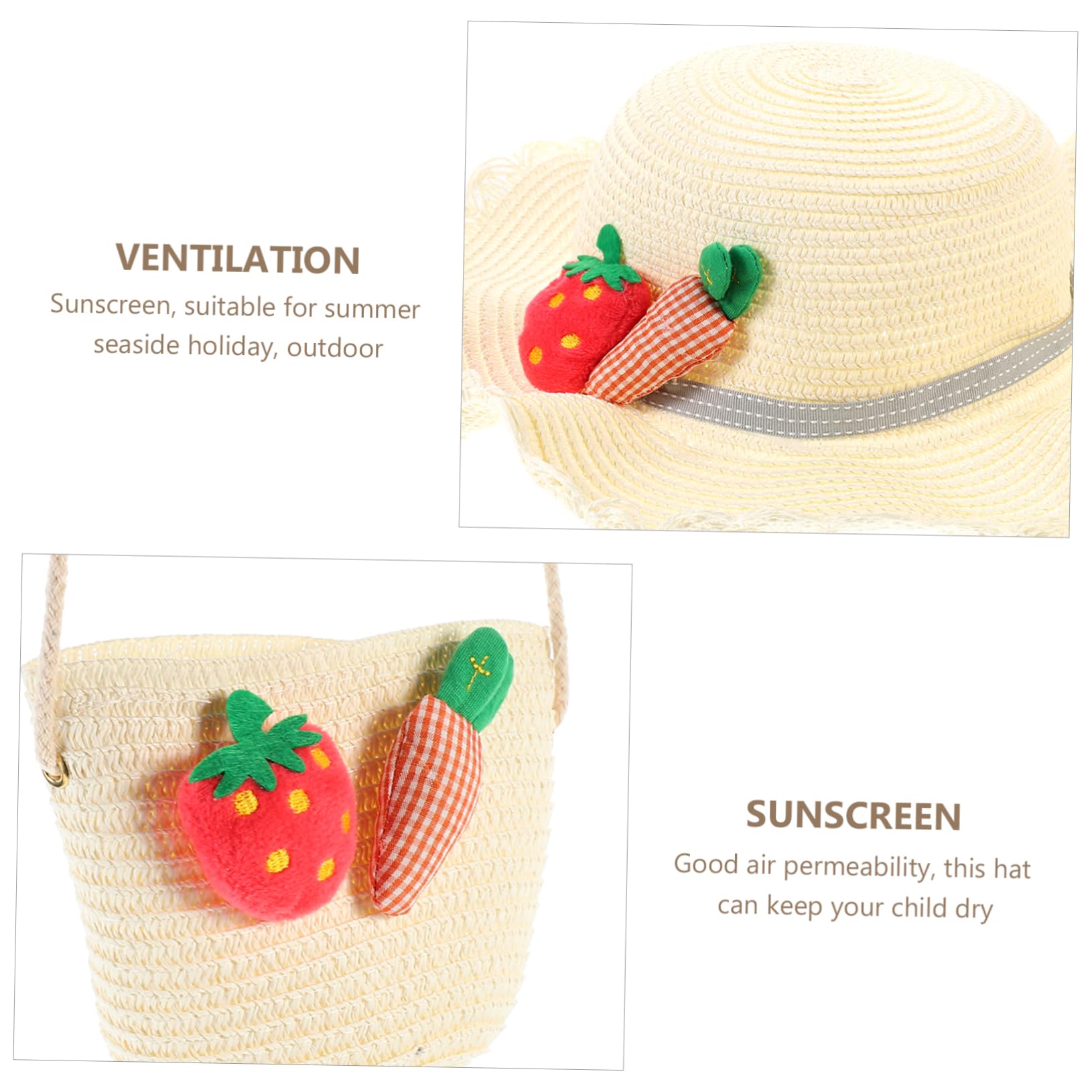 1juego Sombrero De Sol Infantil Bolsa De De Protección UV para Niño Niña Gorro Transpirable y Bolsa De Mano De Verano para Playa y Actividades Al Aire