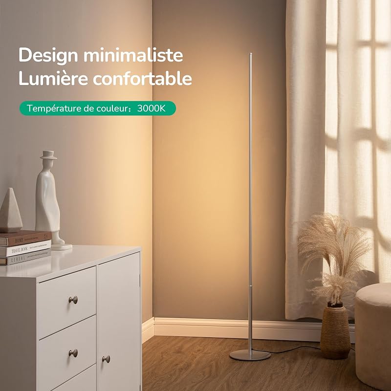 EDISHINE 2x LED Álló Lámpa 147cm Dimmelhető Meleg Fehér Modern Szobai Világítás