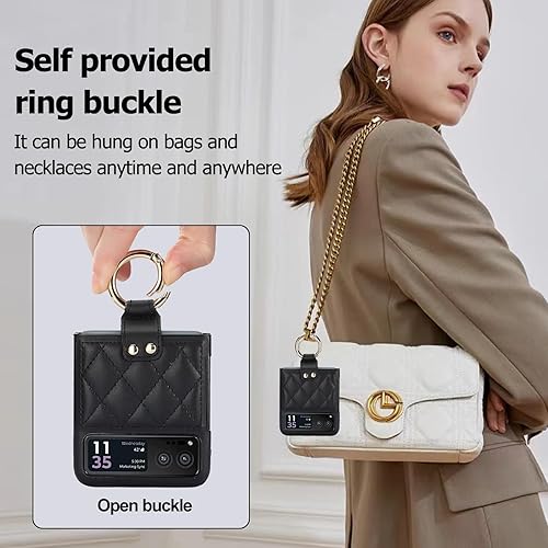 Miniatura 2 de XNXCEVI Funda para Motorola Razr con anillo, cubierta trasera de cuero de primera calidad, antiarañazos, a prueba de golpes, para Motorola Razr 2023