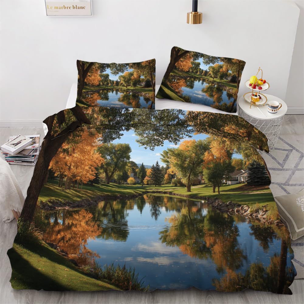 Housse de couette 240x260 rivière imprimée 3D avec 2 taies