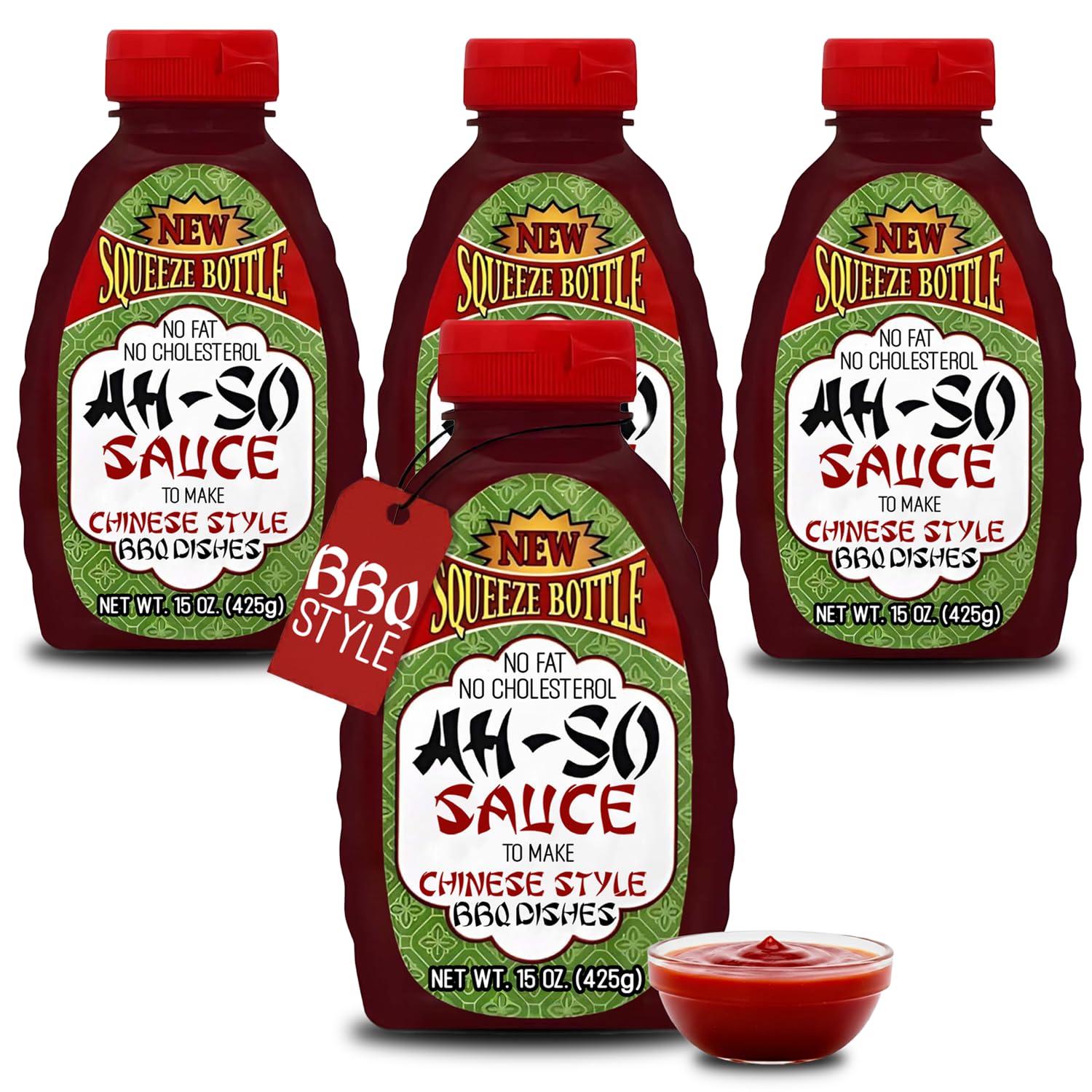 Ah-So Chinese-Style BBQ Sauce, Red Rib – 4 Pack (4 × 15 oz) | Sweet & Tangy Spare Rib Marinade & Glaze for Pork, Chicken, Wings & Stir-Fry; Classic Takeout Flavor.
