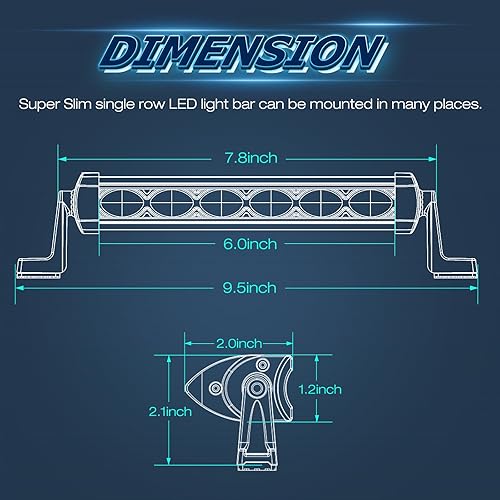 Miniatura 2 de Niwaker - Barra de luz LED de 6 pulgadas con arnés de cableado de 2 cables para barra de luz LED
