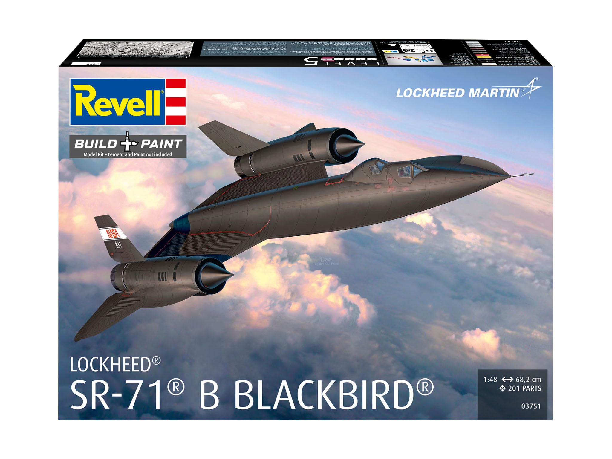 Revell 03751 Lockheed SR-71B Blackbird Échelle 1/48 – Maquette en plastique non construit/non peint
